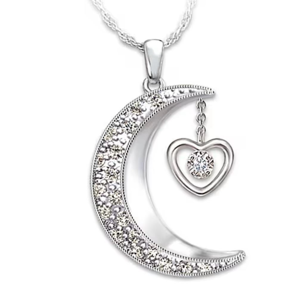 Bradford Exchange “ I Love You To The Moon And Back” Daughter Diamond Necklace